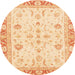 Round Abstract Brown Gold Oriental Rug, abs3387