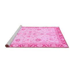 Sideview of Machine Washable Oriental Pink Modern Rug, wshabs3387pnk
