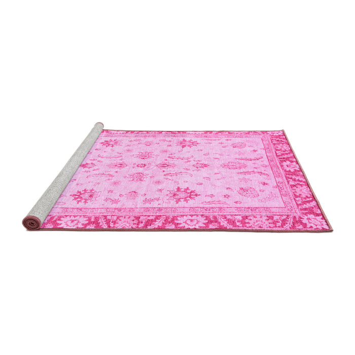 Sideview of Machine Washable Oriental Pink Modern Rug, wshabs3387pnk