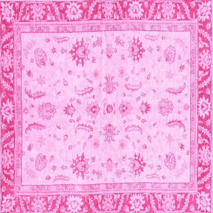 Square Machine Washable Oriental Pink Modern Rug, wshabs3387pnk