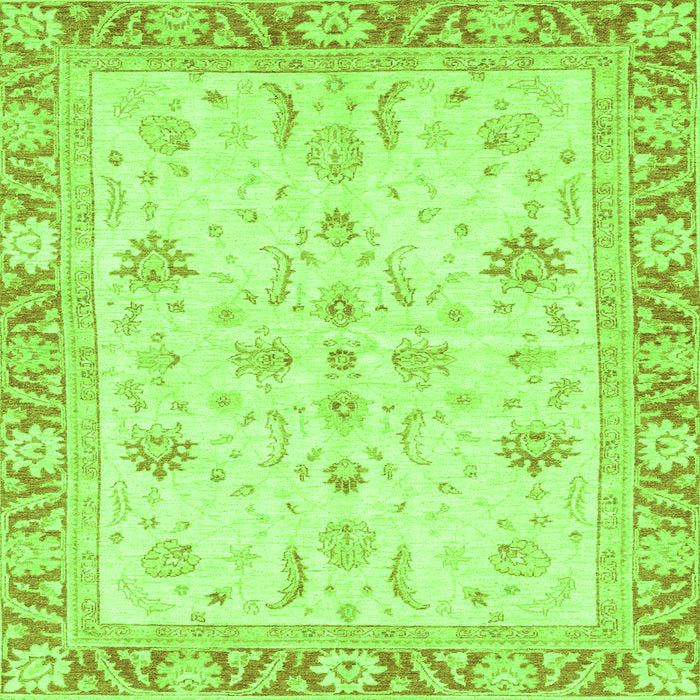 Square Machine Washable Oriental Green Modern Area Rugs, wshabs3387grn