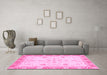 Machine Washable Oriental Pink Modern Rug in a Living Room, wshabs3387pnk