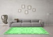 Machine Washable Oriental Emerald Green Modern Area Rugs in a Living Room,, wshabs3387emgrn