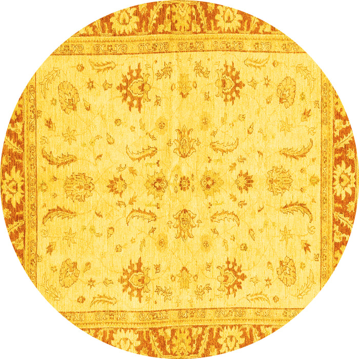Round Oriental Yellow Modern Rug, abs3387yw