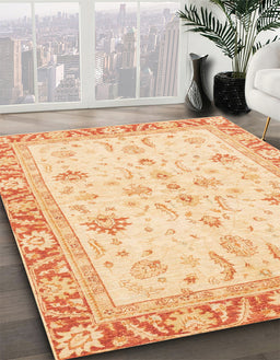 Machine Washable Abstract Brown Gold Rug in a Family Room, wshabs3387