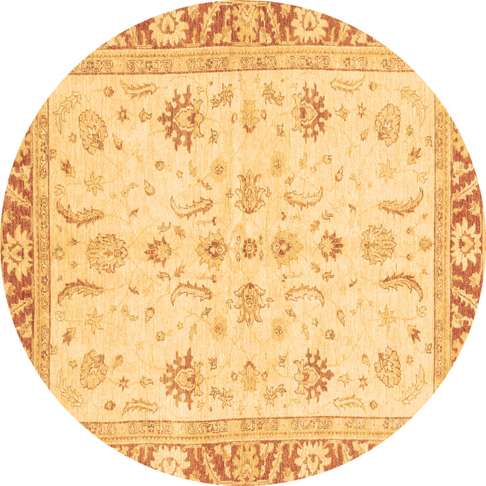 Round Machine Washable Oriental Brown Modern Rug, wshabs3387brn