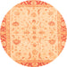 Round Machine Washable Oriental Orange Modern Area Rugs, wshabs3387org