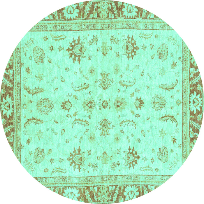 Round Oriental Turquoise Modern Rug, abs3387turq