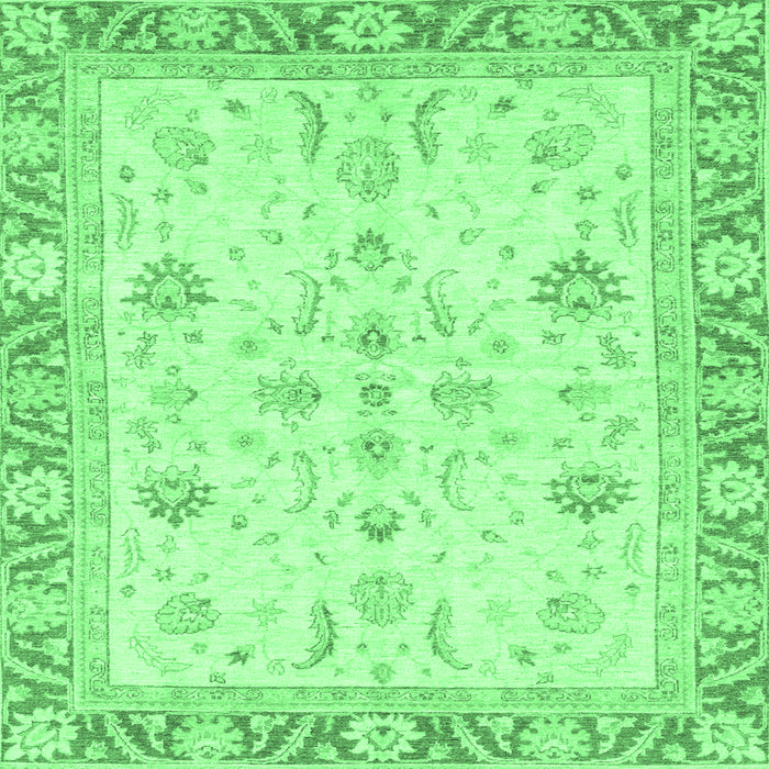 Square Machine Washable Oriental Emerald Green Modern Area Rugs, wshabs3387emgrn
