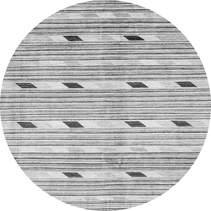 Round Machine Washable Oriental Gray Modern Rug, wshabs3388gry