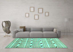 Machine Washable Oriental Turquoise Modern Area Rugs in a Living Room,, wshabs3388turq