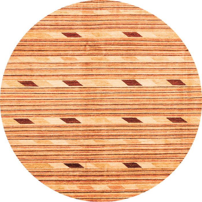 Round Machine Washable Oriental Orange Modern Area Rugs, wshabs3388org
