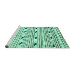 Sideview of Machine Washable Oriental Turquoise Modern Area Rugs, wshabs3388turq