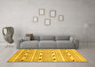 Machine Washable Oriental Yellow Modern Rug in a Living Room, wshabs3388yw