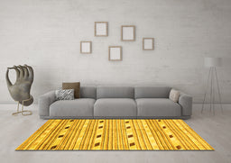 Machine Washable Oriental Yellow Modern Rug in a Living Room, wshabs3388yw