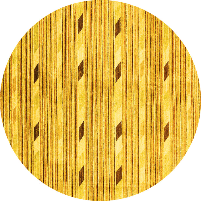 Round Oriental Yellow Modern Rug, abs3388yw