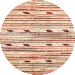 Round Machine Washable Abstract Orange Rug, wshabs3388
