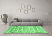 Machine Washable Oriental Emerald Green Modern Area Rugs in a Living Room,, wshabs3388emgrn