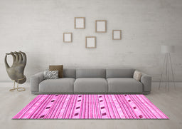 Machine Washable Oriental Pink Modern Rug in a Living Room, wshabs3388pnk