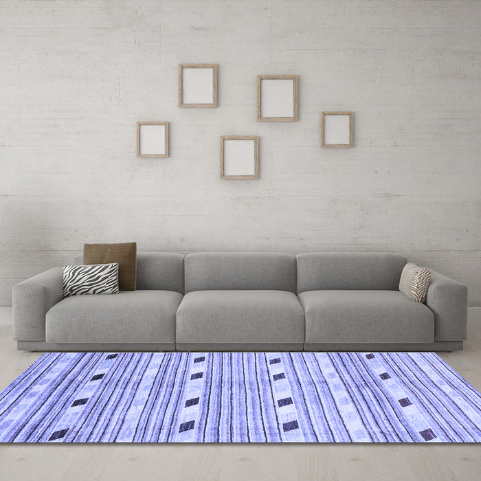 Machine Washable Oriental Blue Modern Rug in a Living Room, wshabs3388blu