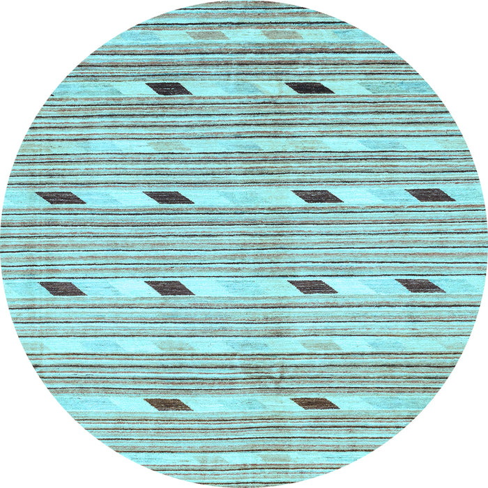 Round Oriental Light Blue Modern Rug, abs3388lblu