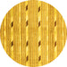 Round Machine Washable Oriental Yellow Modern Rug, wshabs3388yw