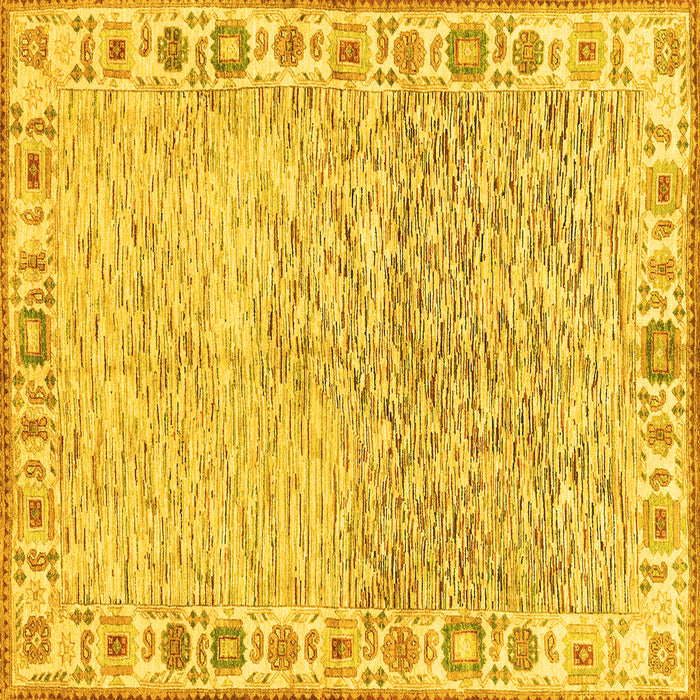 Square Machine Washable Oriental Yellow Modern Rug, wshabs3389yw