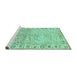 Sideview of Machine Washable Oriental Turquoise Modern Area Rugs, wshabs3389turq