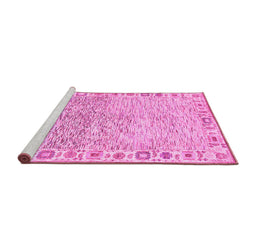 Sideview of Machine Washable Oriental Pink Modern Rug, wshabs3389pnk