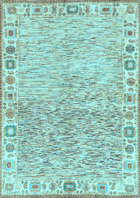 Oriental Light Blue Modern Rug, abs3389lblu