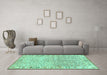 Machine Washable Oriental Turquoise Modern Area Rugs in a Living Room,, wshabs3389turq