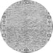 Round Machine Washable Oriental Gray Modern Rug, wshabs3389gry