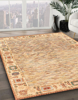 Abstract Orange Oriental Rug in Family Room, abs3389