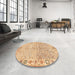 Round Abstract Orange Oriental Rug in a Office, abs3389