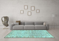 Machine Washable Oriental Light Blue Modern Rug, wshabs3389lblu