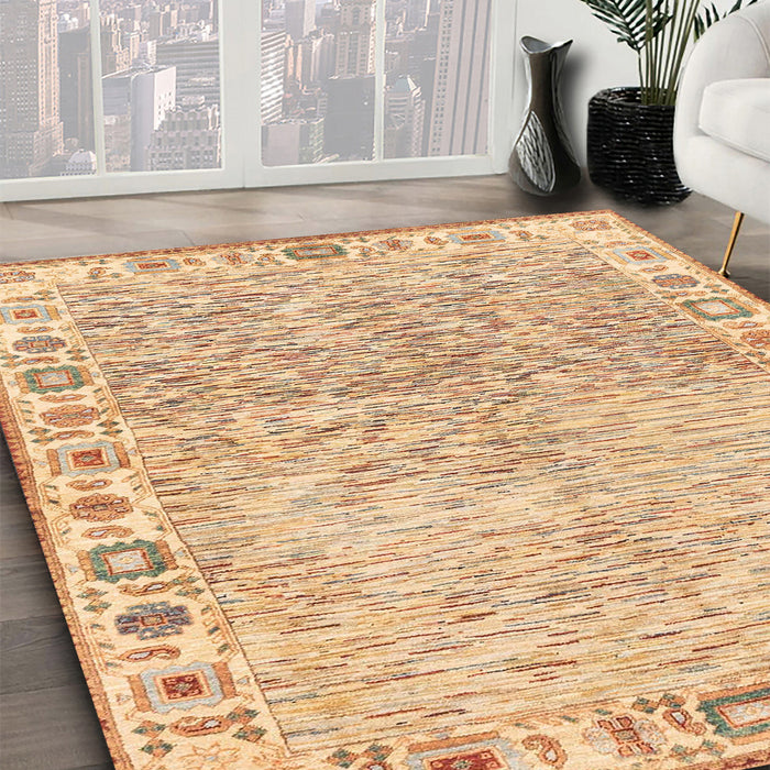 Abstract Orange Oriental Rug in Family Room, abs3389