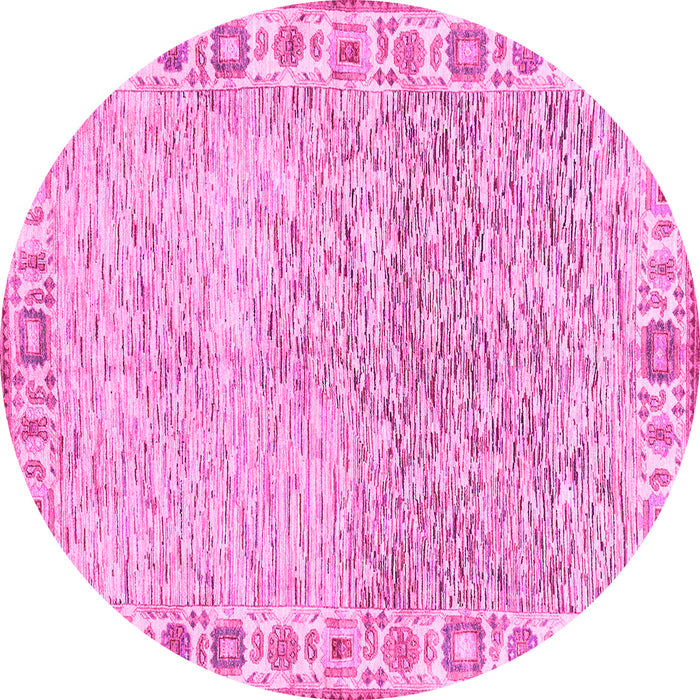 Round Oriental Pink Modern Rug, abs3389pnk