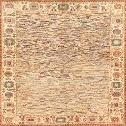Square Machine Washable Abstract Orange Rug, wshabs3389