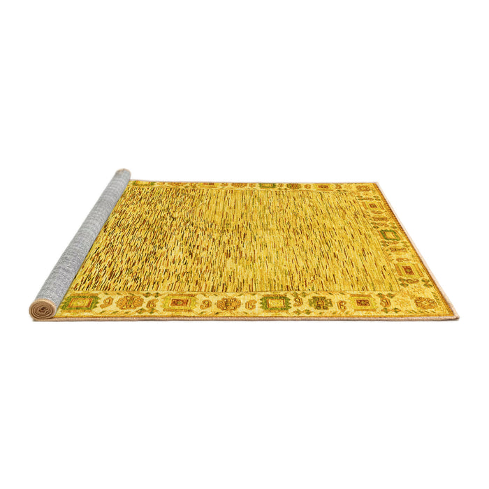 Sideview of Machine Washable Oriental Yellow Modern Rug, wshabs3389yw