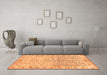 Machine Washable Oriental Orange Modern Area Rugs in a Living Room, wshabs3389org