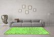 Machine Washable Oriental Green Modern Area Rugs in a Living Room,, wshabs3389grn