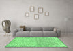 Machine Washable Oriental Emerald Green Modern Area Rugs in a Living Room,, wshabs3389emgrn