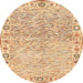 Round Machine Washable Abstract Orange Rug, wshabs3389