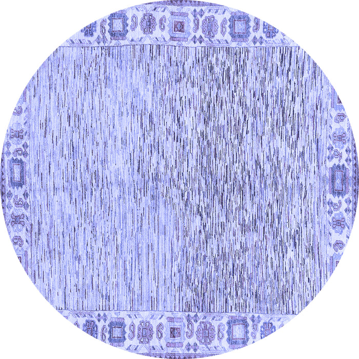 Round Machine Washable Oriental Blue Modern Rug, wshabs3389blu
