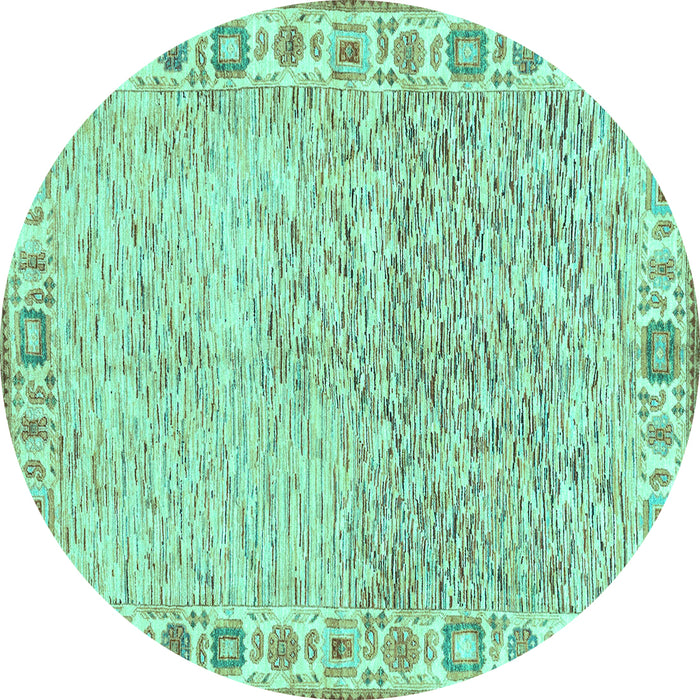 Round Oriental Turquoise Modern Rug, abs3389turq