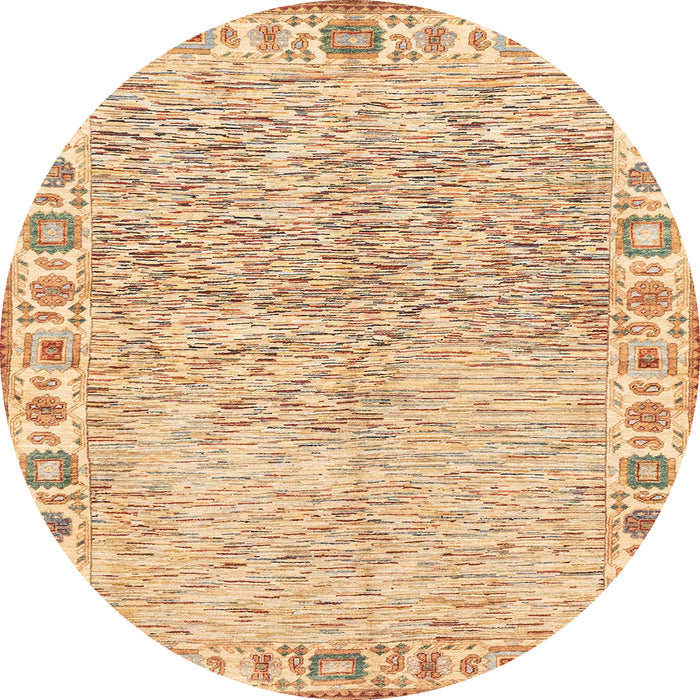 Round Abstract Orange Oriental Rug, abs3389