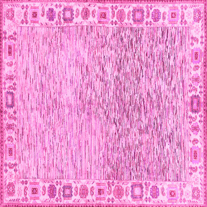Square Machine Washable Oriental Pink Modern Rug, wshabs3389pnk