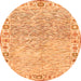 Round Machine Washable Oriental Orange Modern Area Rugs, wshabs3389org