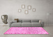 Machine Washable Oriental Pink Modern Rug in a Living Room, wshabs3389pnk