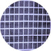 Round Machine Washable Checkered Blue Modern Rug, wshabs338blu